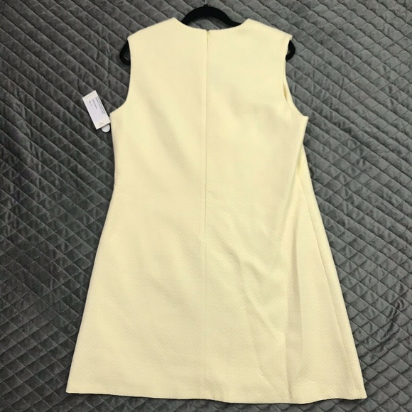 Helene Berman London Designer Dress Shift V Neck Chevron Yellow White New - Picture 2 of 7